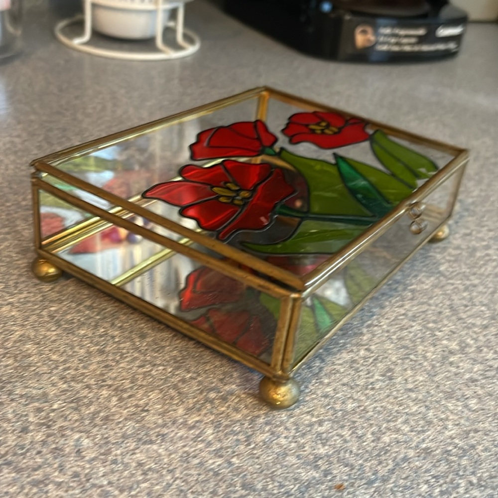 Vintage Stained Glass Trinket Box - Picture 7 of 8